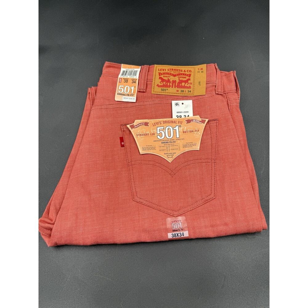 Levi's Men's 501 Denim Original Shrink to Fit Button Fly Jeans Coral 38x34